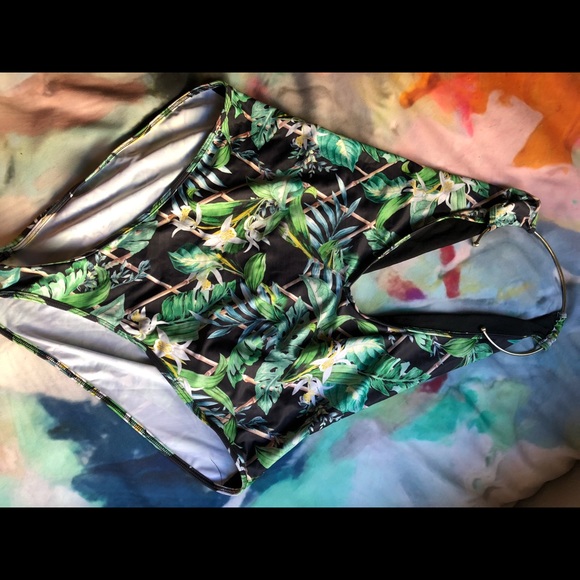 ASOS Palm Print Gold Necklace Swimsuit - Picture 4 of 6